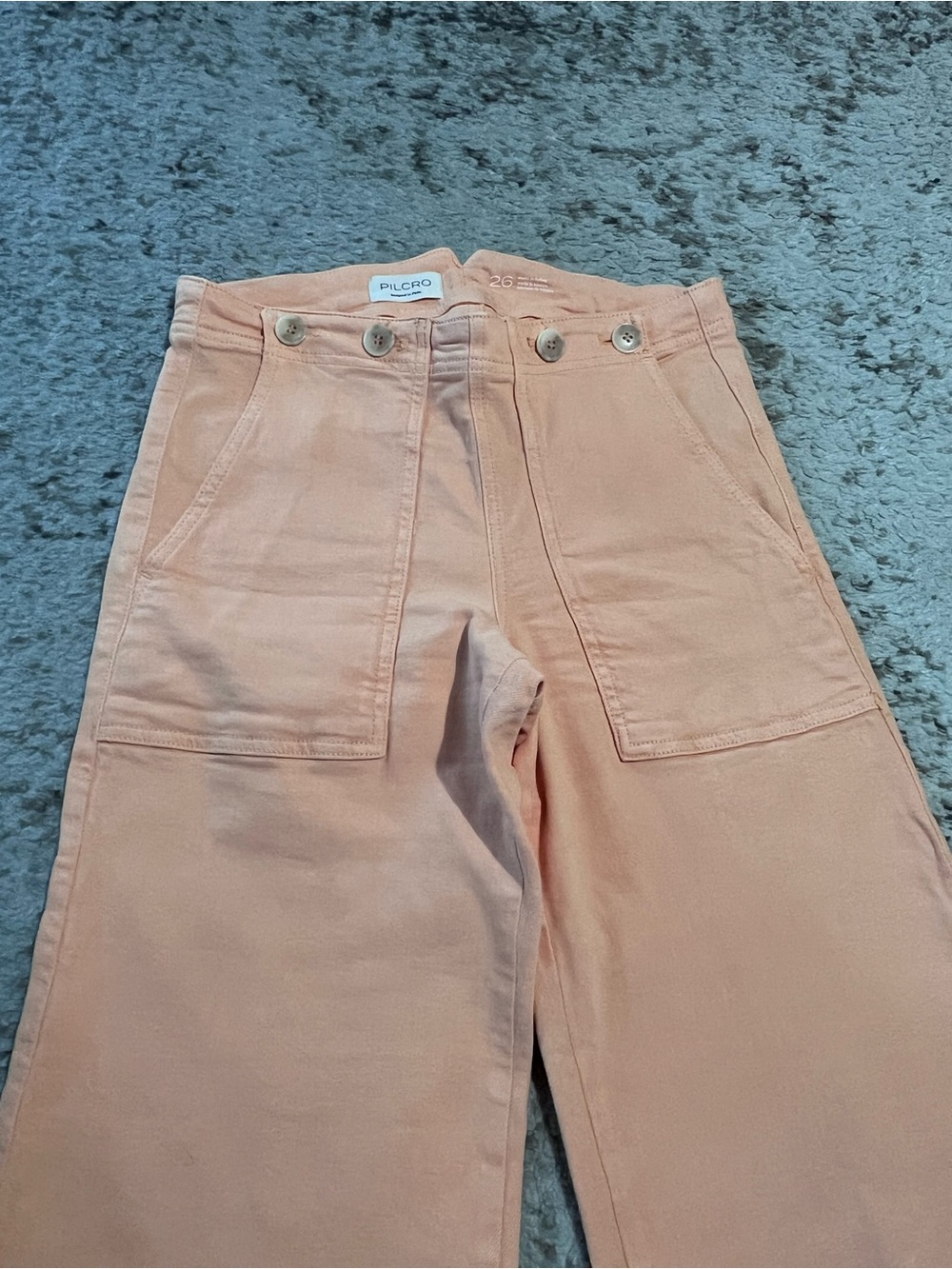Anthropologie Pilcro The Kit Cropped Wide-Leg Utility Trousers Peach size 26 - Picture 8 of 15